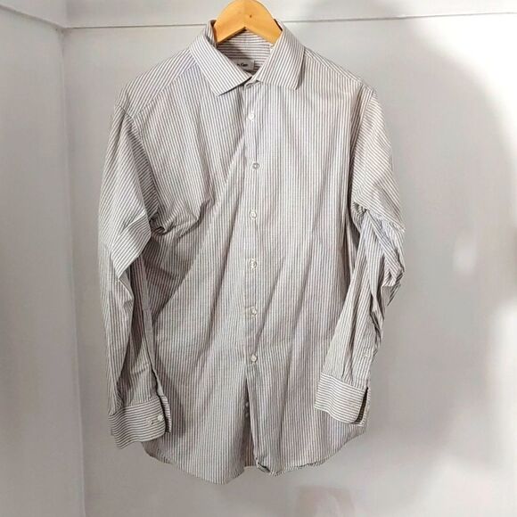 Calvin Klein| mens dress shirt black and white checker gingham - Picture 1 of 5